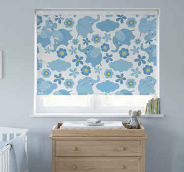 Rollo fenster kinderzimmer blaue elefanten - TenStickers