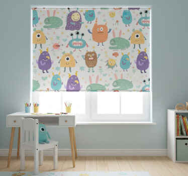 Rollo fenster kinderzimmer tür mit fröhlichem monster - TenStickers