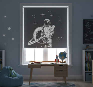 Rollo fenster kinderzimmer astronauten design mit planet - TenStickers