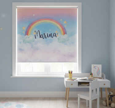 Toile fenêtre chambre enfant arc-en-ciel et nuages - TenStickers