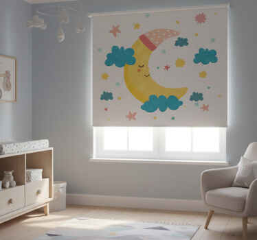 Toile fenêtre chambre enfant lune et étoiles douillettes - TenStickers