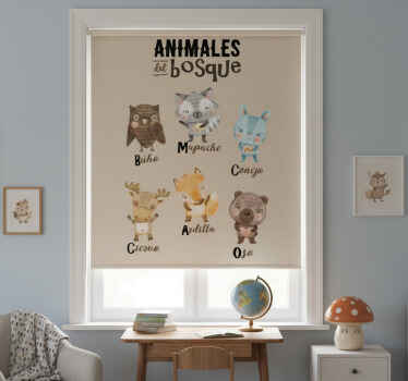 Rollo fenster kinderzimmer waldtiere - TenStickers