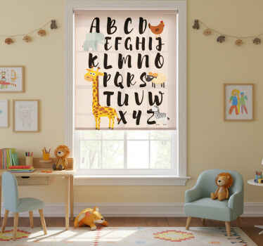 Rollo fenster kinderzimmer tiere spielen mit dem alphabet - TenStickers