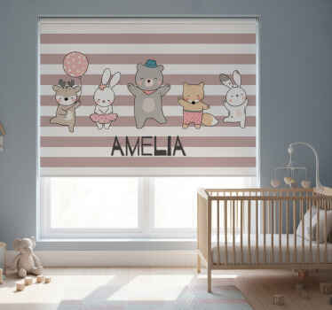 Rollo fenster kinderzimmer tierzeichnung mit namen - TenStickers
