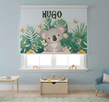 Rollo fenster kinderzimmer süßer koala für jungen mit namen - TenStickers