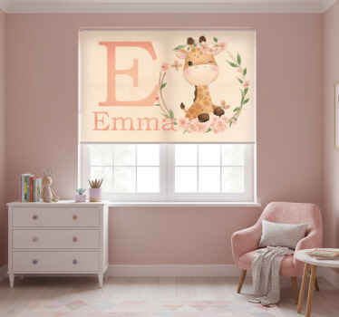 Rollo fenster kinderzimmer süße giraffe mit name - TenStickers