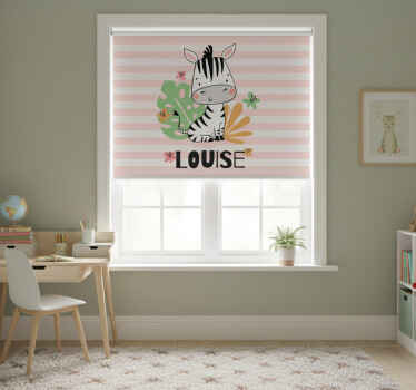 Rollo fenster kinderzimmer schönes zebra mit namen - TenStickers