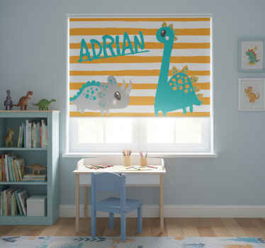 Rollo fenster kinderzimmer dinosaur blau und orange - TenStickers