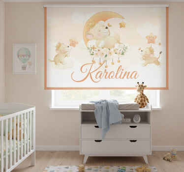 Rollo fenster kinderzimmer süßer löwe mit namen - TenStickers