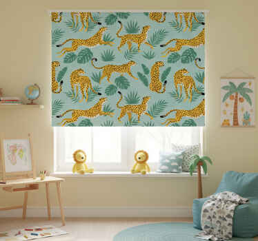 Rollo fenster kinderzimmer leopardensafari - TenStickers