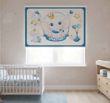 Rollo fenster kinderzimmer mit süßem elefanten jungenname - TenStickers