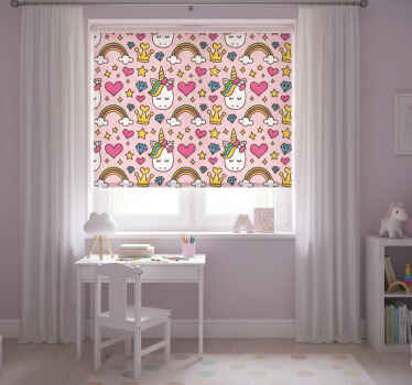 Toile fenêtre chambre enfant arc-en-ciel et licornes - TenStickers