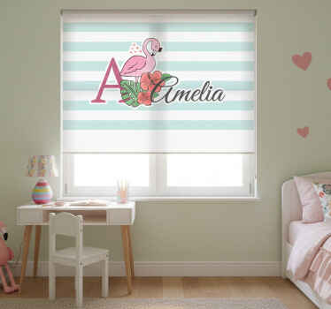 Rollo fenster kinderzimmer mit süßen flamingo-tieren - TenStickers