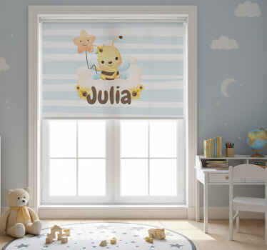Rollo fenster kinderzimmer mit niedlicher biene und namen - TenStickers