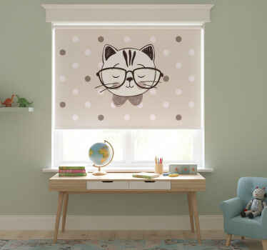Rollo fenster kinderzimmer schlaue katze mit brille - TenStickers