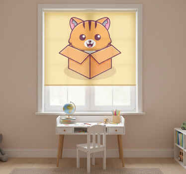 Rollo fenster kinderzimmer katze in kiste - TenStickers