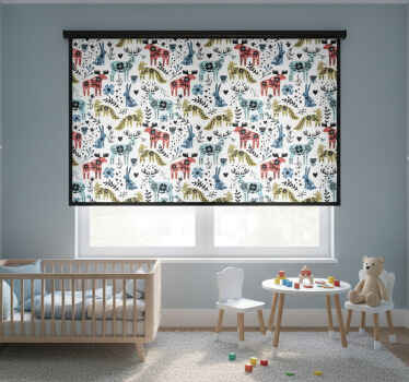 Rollo fenster kinderzimmer mit schönen rentieren und füchsen - TenStickers