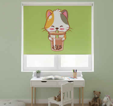 Rollo fenster kinderzimmer katze mit schokolade - TenStickers