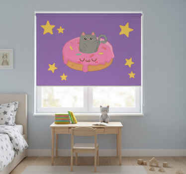 Rollo fenster kinderzimmer katze und donut - TenStickers