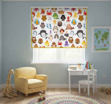 Toile fenêtre chambre enfant animaux sauvages en couleurs - TenStickers