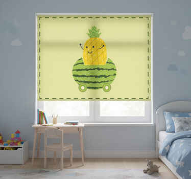 Rollo fenster kinderzimmer mit lustigem ananas-auto-muster - TenStickers