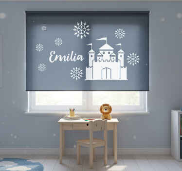Kids roller blind monocolor castle with snowflakes - TenStickers