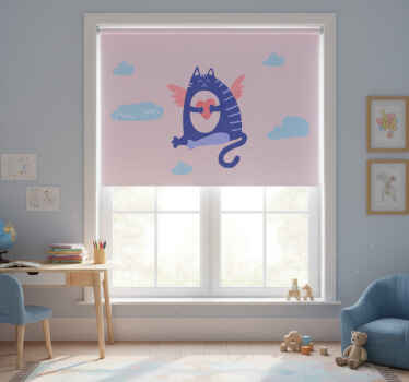 Rollo fenster kinderzimmer mit süßer fliegender katze - TenStickers