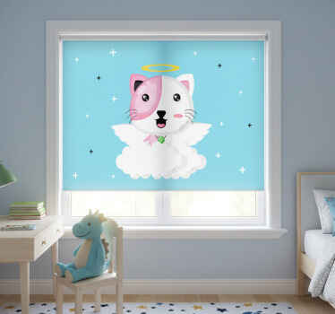 Rollo fenster kinderzimmer engel katze - TenStickers