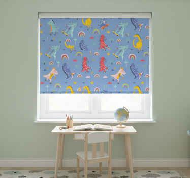 Rollo fenster kinderzimmer mit niedlichen skater-dinos - TenStickers