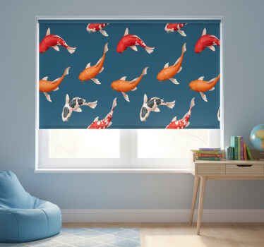 Rollo fenster kinderzimmer koi fisch muster blau - TenStickers