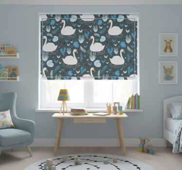 Rollo fenster kinderzimmer mit elegantem schwäne-muster - TenStickers