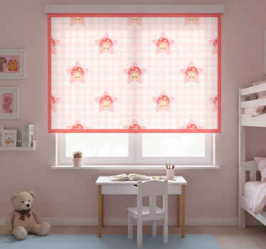 Rollo fenster kinderzimmer mit niedlichem rosa pilzmuster - TenStickers