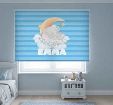 Estor enrollable infantil elefante con nombre - TenVinilo