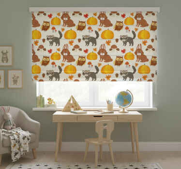 Rollo fenster kinderzimmer waschbär eule hase kürbis - TenStickers