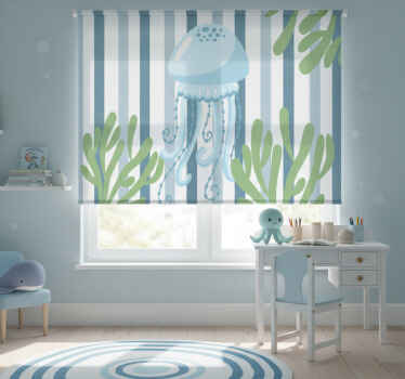 Rollo fenster kinderzimmer mit blauen quallen - TenStickers