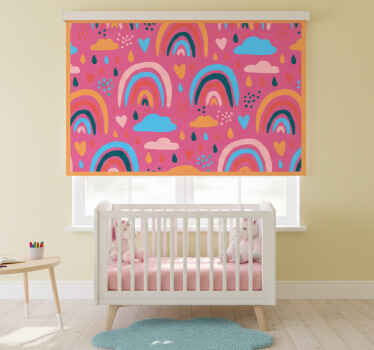 Rollo fenster kinderzimmer minimalistische regenbögen rosa - TenStickers