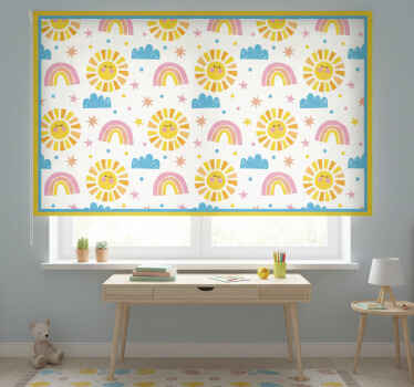 Kids roller blind with rainbow, suns, and clouds - TenStickers