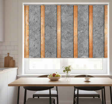 Toile fenêtre cuisine planches en bois sur béton - TenStickers