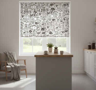 Toile fenêtre cuisine dessins translucides café - TenStickers