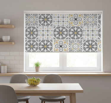 Toile fenêtre cuisine carreaux ciment amiaz - TenStickers