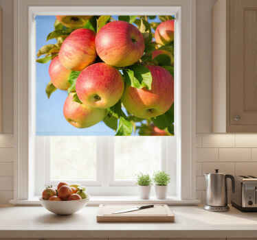 Toile fenêtre cuisine pommes sur arbre décoratif - TenStickers