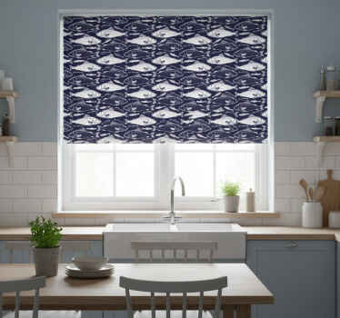 Toile fenêtre cuisine poissons sous-marins frigo - TenStickers