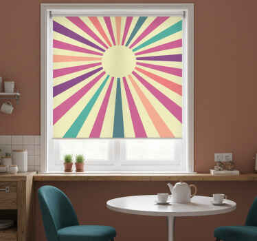 Toile fenêtre cuisine soleil géométrique années 70 - TenStickers
