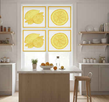 Toile fenêtre cuisine croquis d'orange et de citron - TenStickers