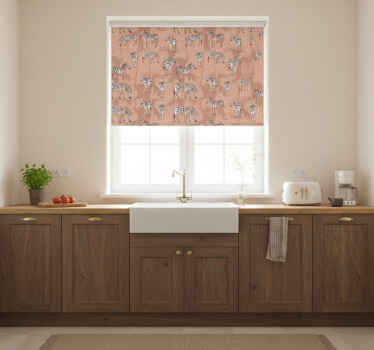 Toile fenêtre cuisine zèbre et palmiers marron - TenStickers