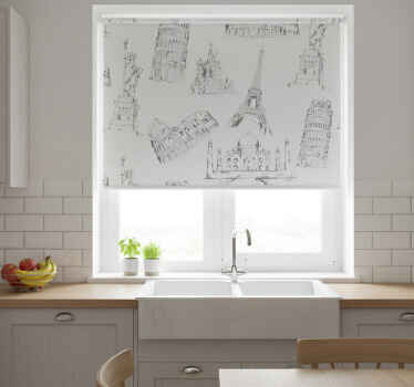Toile fenêtre cuisine motif monuments célèbres - TenStickers