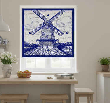 Toile fenêtre cuisine bleu de delft - TenStickers