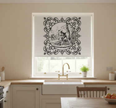 Toile fenêtre cuisine homme et roue - TenStickers
