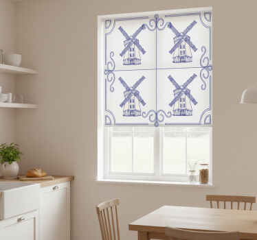 Toile fenêtre cuisine design moulins à vent - TenStickers