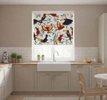 Toile fenêtre cuisine perroquets et toucans volants - TenStickers